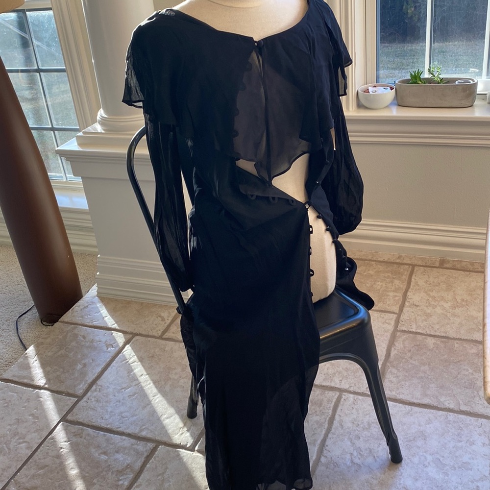 LAUNDRY by Shelli Segal covered button wrap coverup/dress in black NWT